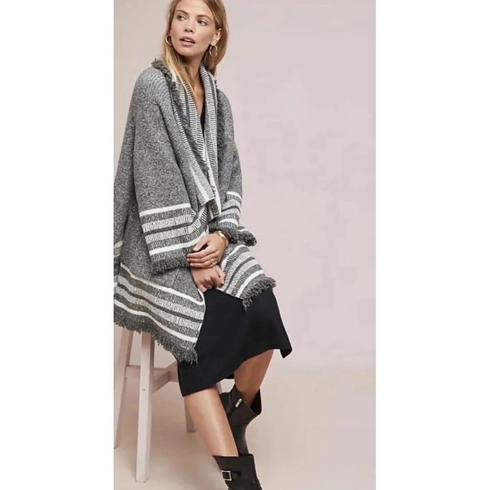 Anthropologie SATURDAY SUNDAY Portland Collar Kimono Sweater Fringe OSFA